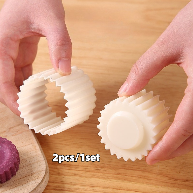 TEMU 2pcs/1-set Press-type Simple Detachable Pastry Mold, Mooncake Mold, Bean Cake Embossing Mold, Three-dimensional Petal Cookie Mold, Press-type