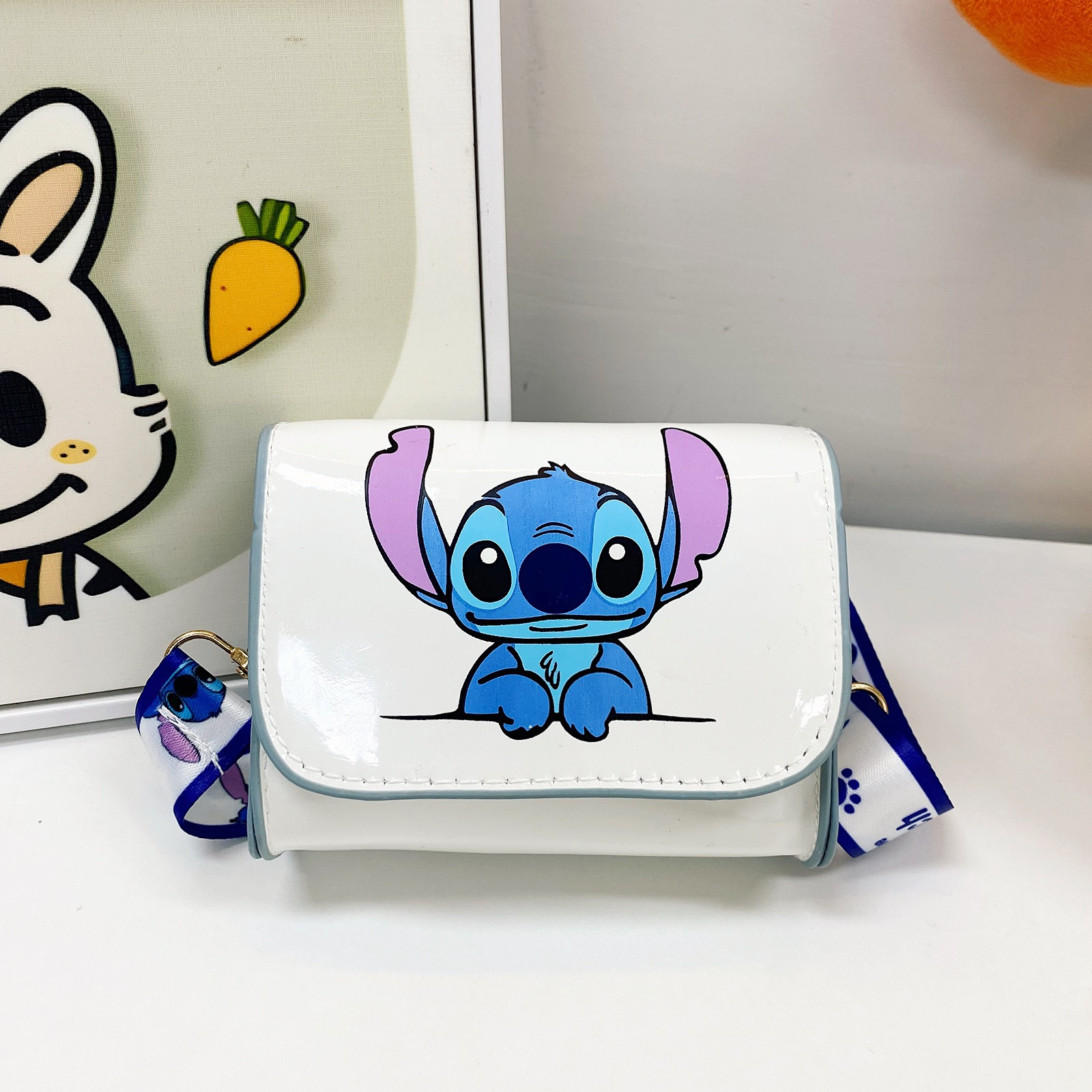 

Disney Stitch Stylish Shoulder Bag - Adorable Cartoon Animal Design, Removable Strap, Interior, Pu Fabric, Washable - Colors, Disney Handbag