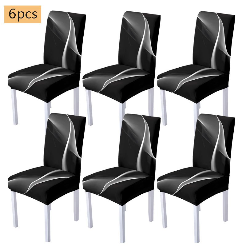 TEMU 4/6pcs Black White Chair Covers, Modern Abstract Stretch Spandex Dining Chair Slipcovers, Removable Washable Elastic Chair Protector For