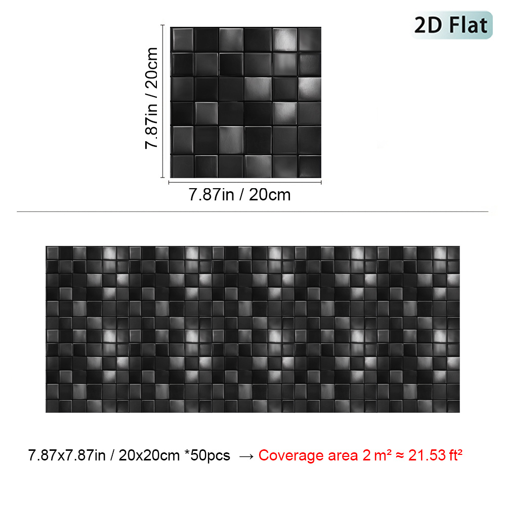 TEMU 2d Flat 12/24/50pcs Kitchen Backsplash Tiles Peel And Stick, Wall Sticker, Modern Texture Stick On Wall Tile, Sleek Surface Peel And Stick Vinyl