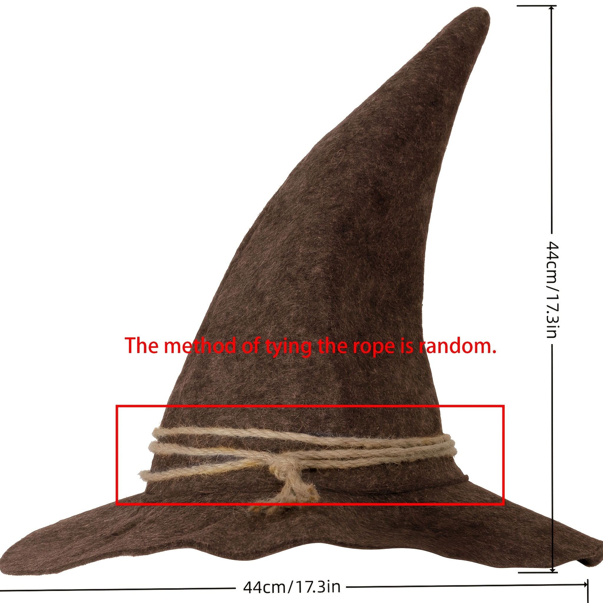 TEMU Retro Jute Wizard Hat Brown Felt Wide Brim Pointed Horn Hat Halloween Cosplay Party Costume Prop Farm Theme Hat Unisex