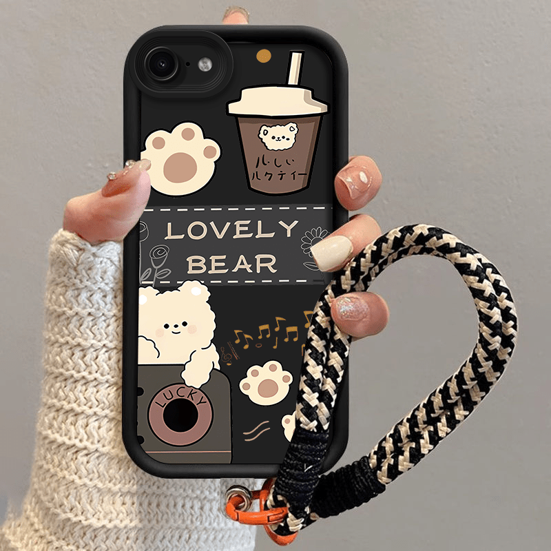 TEMU Phone Case - Phone Cases Featuring A Black Cartoon Puppy Designed For Iphone 7/8/se2/se3, Suitable For Genders. High-quality Tpu Cases Come With