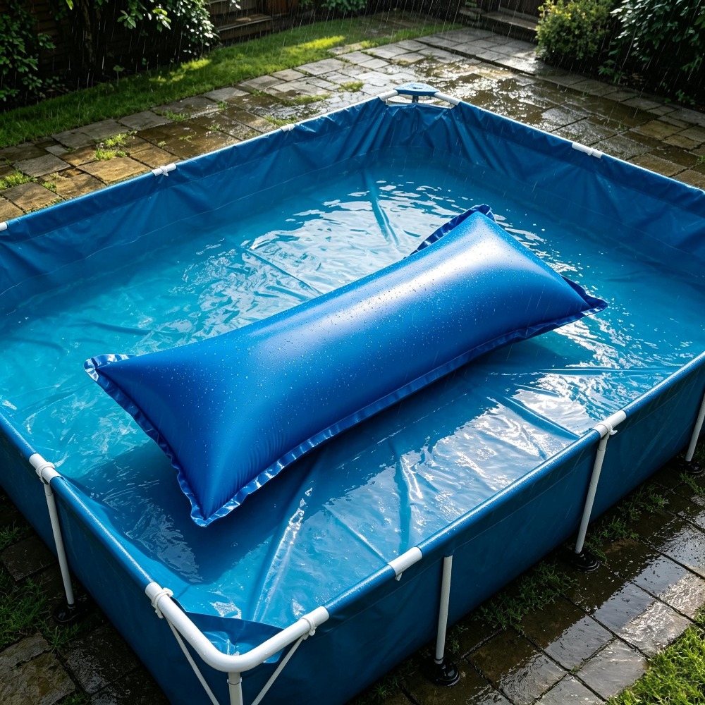 Image of Swimming Pool Pillow Suitable For Winter Air Cushion, 120x240cm Swimming Pool Pillow, Rectangular Design For Swimming Pool Pillow In Winter, Inflatable Swimming Pool Cover, Ground Swimming Pool Cover
