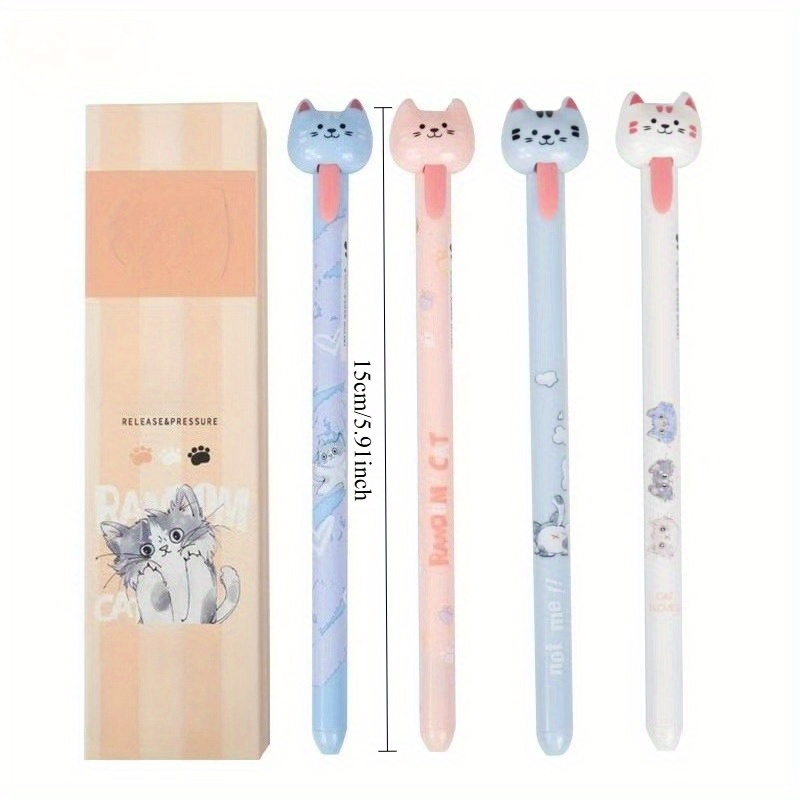 4pcs 1set four different colors of funny cats pull out gel pens decompression office   pens quick drying writing pens creative gel pens   used for writing and office work Product details 3