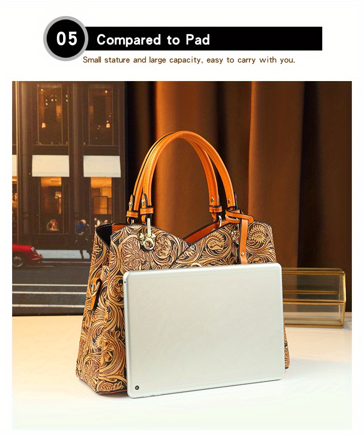 Deep Purple Retro Embossed Handbag casual look on model