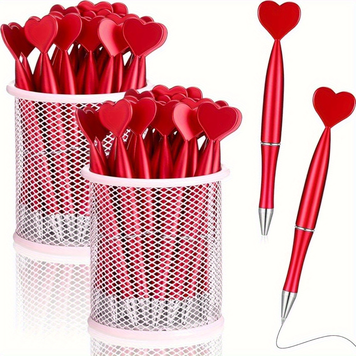 

10 Heart-shaped Ballpoint Pens For Valentine's Day, Unique Tools For Love And Romantic Writing, Suitable For Office, School, Gifts, Birthdays, And Gifts, Ideal For Adults.