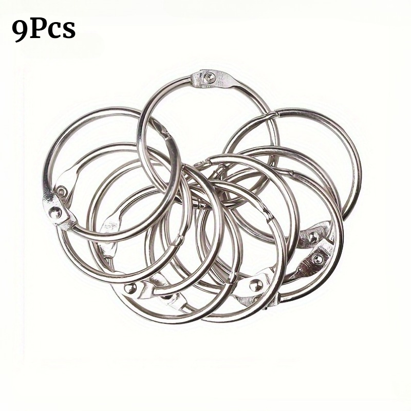 TEMU 9/18pcs 1 Inch Inner Diameter Stainless Steel Binder Rings, Open Hinged Loose Leaf Rings For Keychain Photo Album Scrapbook Craft Office Binding
