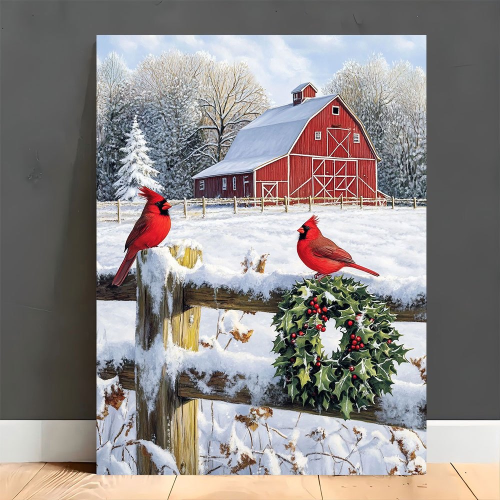 

& Red Birds Canvas Art - Wooden Wall Decor For Home, Office, Or Kitchen, Best For Christmas, Room Decor