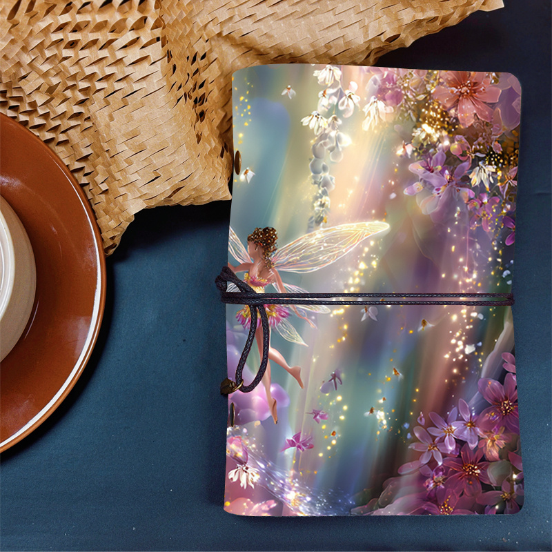 TEMU Magical Fairy & Pu Leather Blank Diary Journal - Retro Ins Aesthetic Short Notebook Suitable For Office Diary, Holiday Gifts, Scrapbooking &