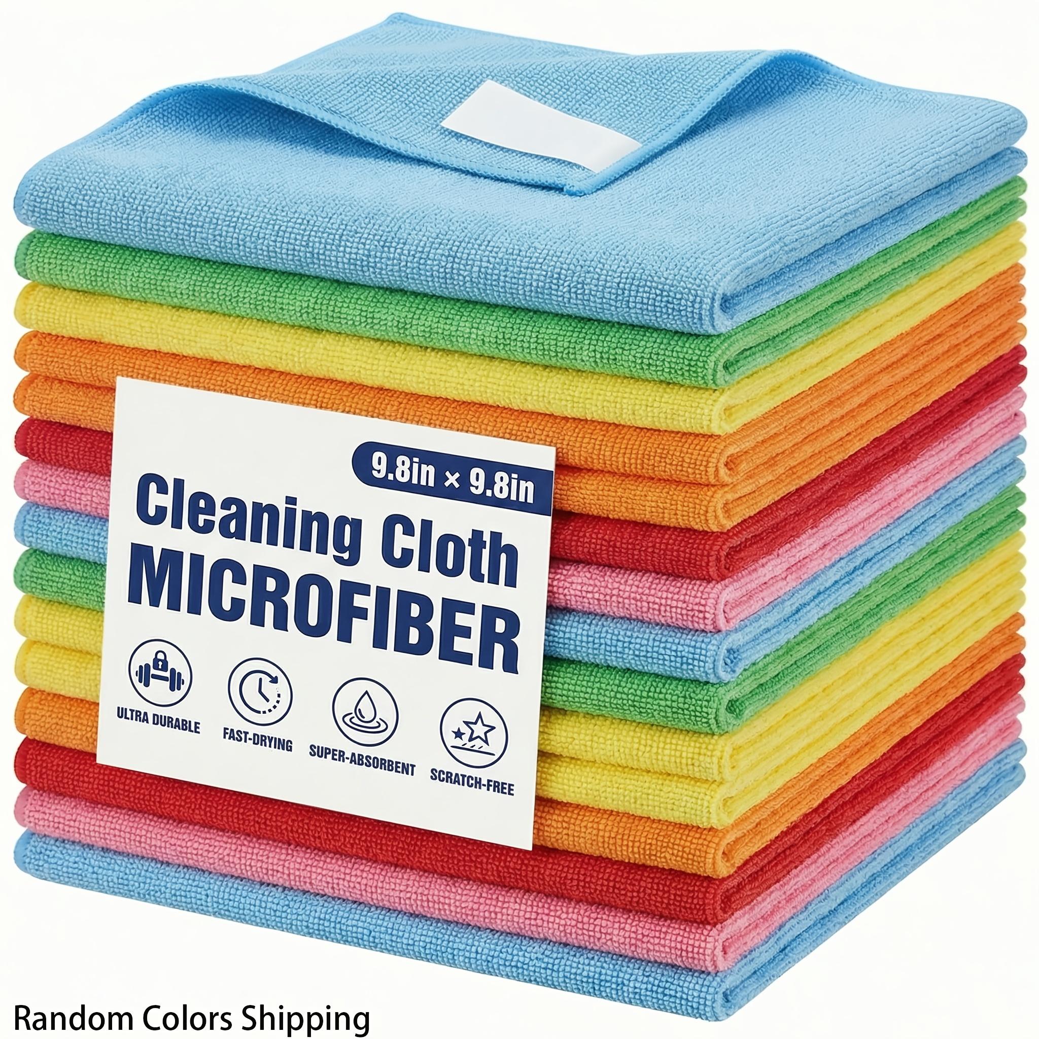 E-shop 10er-Pack Mikrofaser-Reinigungstücher, 24,89x24,89cm, zufällige Farbe, saugfähige Reinigungstücher, geeignet für Haushaltsreinigung,