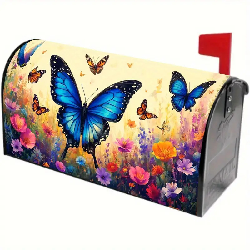 TEMU 1pc 2d Flat Printing Mailbox Cover Winter With Vibrant , Autumn Theme, Standard 53.34x45.72cm, Durable Polyester For Outdoor Decoration- Perfect