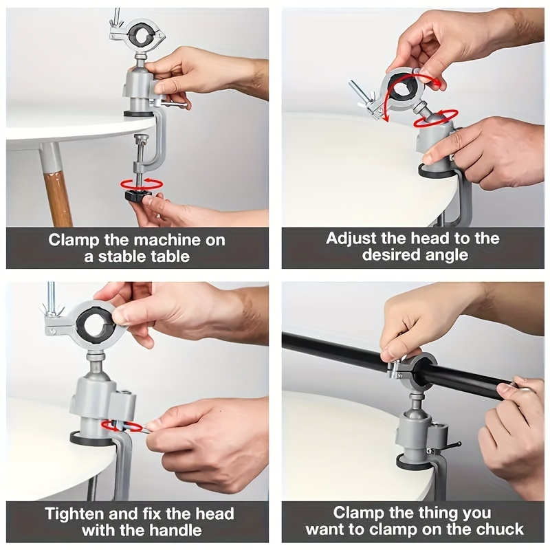 [Diy Projects] One Small Bracket, Electric Drill Bracket, Electric Grinding Bracket, Universal Bracket, 360 Degree Rotatable Multifunctional Bracket, Electric Drill Clip, Electric Drill Holder, Tool Stability Support|Metal Construction|Adjustable Height Stand