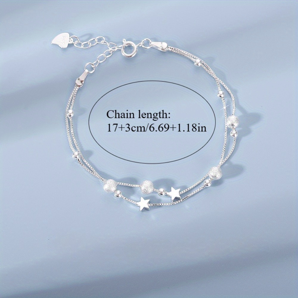 925 Sterling Silver Star Bracelet Double Layer for Daily Wear