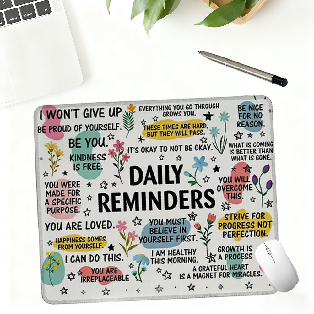 TEMU Style Positive Affirmation Mouse Pad Suitable For Work, Study & Gaming - Durable Desk With Daily Reminders, Calming Office Decor For Office,