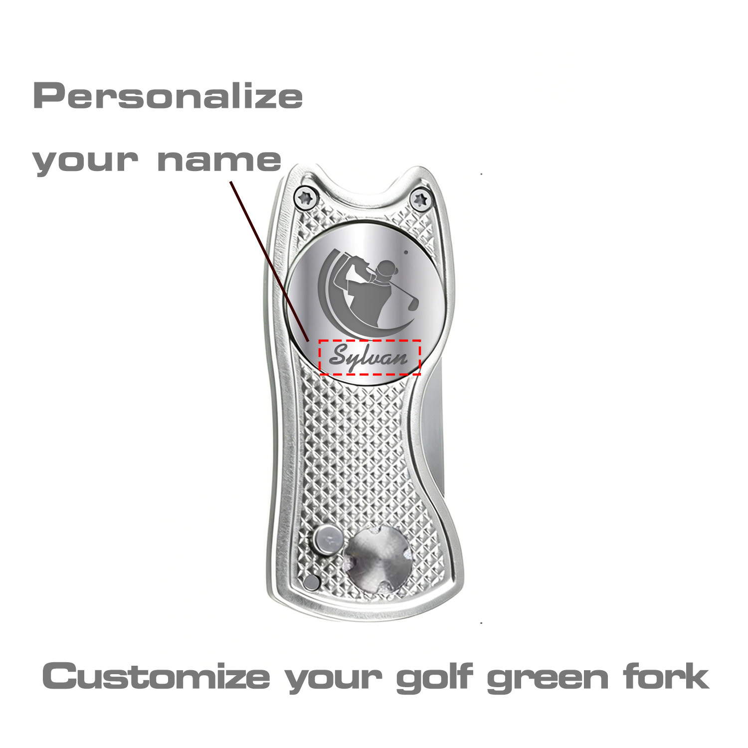 TEMU 1pc Personalized Golf Tool With Ball Marker, Custom Name Retractable Turf Repair Fork Golf Accessory, For Men/ Golf Lovers/ Groomsmen,