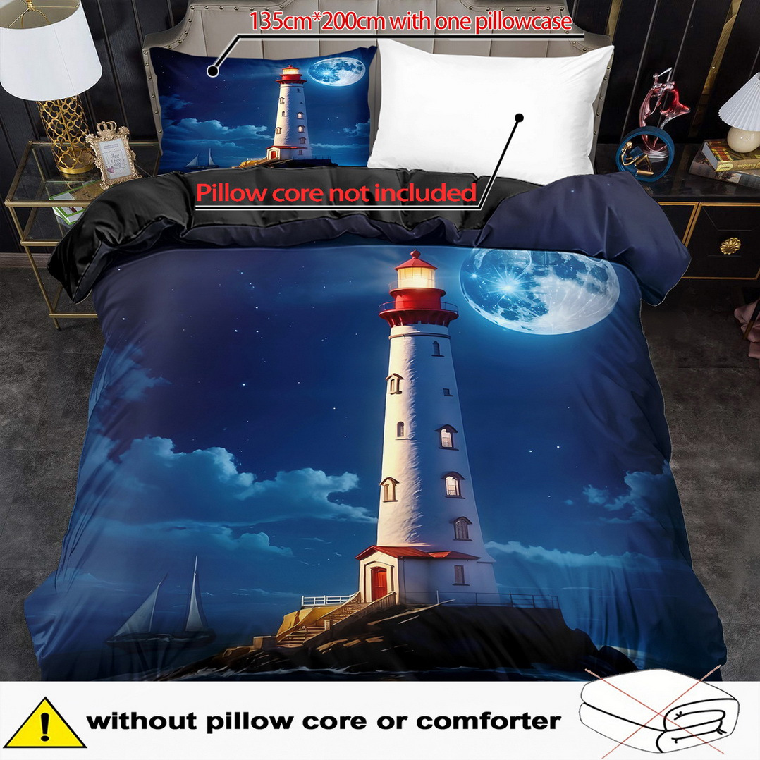 E-shop Bettwäsche Blau Bettbezug Set Navigation Deckenbezug Schlafzimmer Dekor Gästezimmer 2/3-teilig 2D Ozean Flachdruck (Inklusive 1 Bettbezug + 1/2