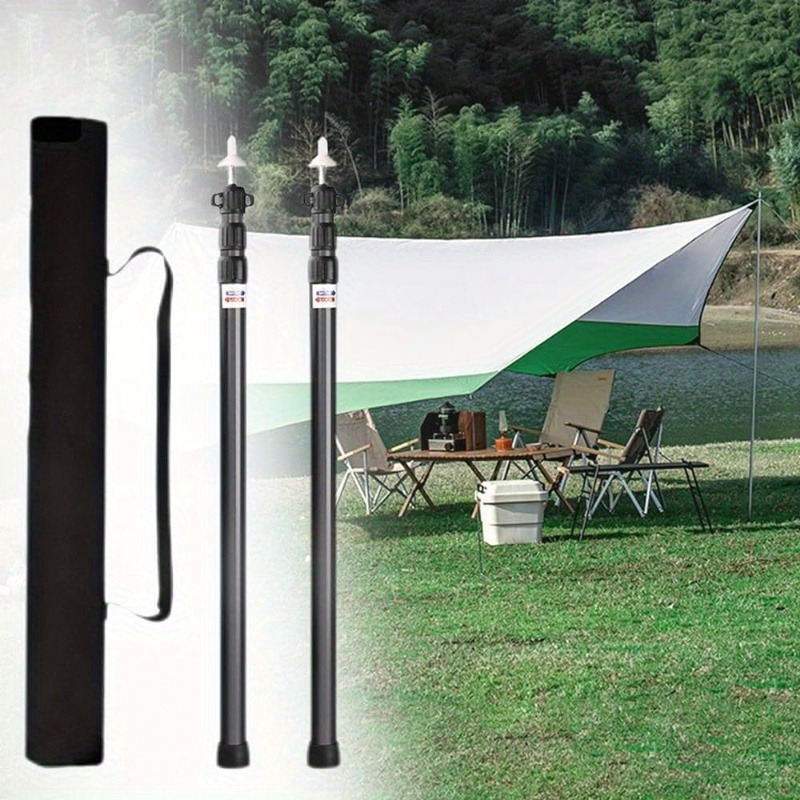 2pcs Telescopic Tent Pole Aluminum Alloy Pole 4-section Design Suitable For Hammock Awning Adjustable Tent Support Pole