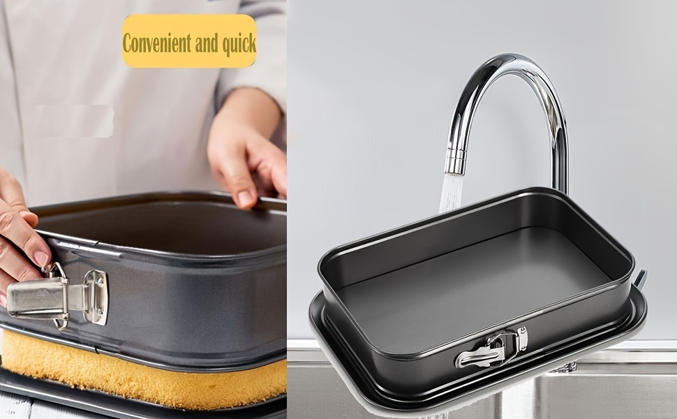 1pc heavy duty non   pan with secure locking bottom leak proof   cleaning carbon steel construction for cheesecakes brownies tarts pie plates ideal for   bakeries   christmas birthday wedding baking cake baking pan festive dessert mold sleek metallic   springform design durable bakeware brownie mold holiday bakers Product details 4