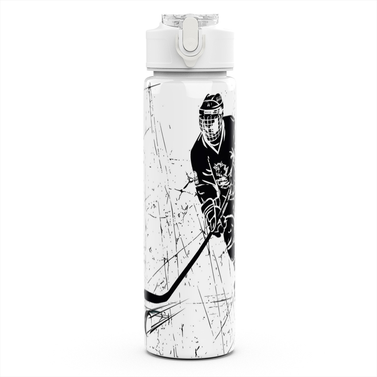 TEMU 1 Ice Hockey-themed Plastic Sports Water Bottle, Featuring A Cute Printed Design, With A Lid. Reusable 25oz (750ml) Plastic Water Cup,
