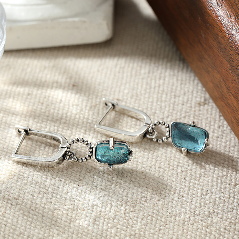 Cool Long Earrings with Blue Claw Inlay Craftsmanship, Versatile Style