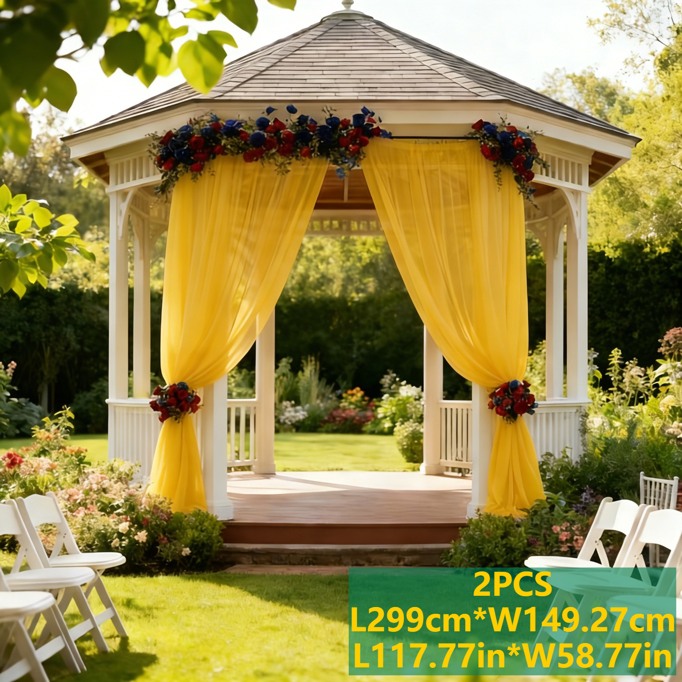 TEMU 2-pack "lcb" Solid Color Sheer Rod Pocket Curtains, Elegant Yellow Light-filtering Window Sheers With Top Rod Pocket - Elegant Suitable For