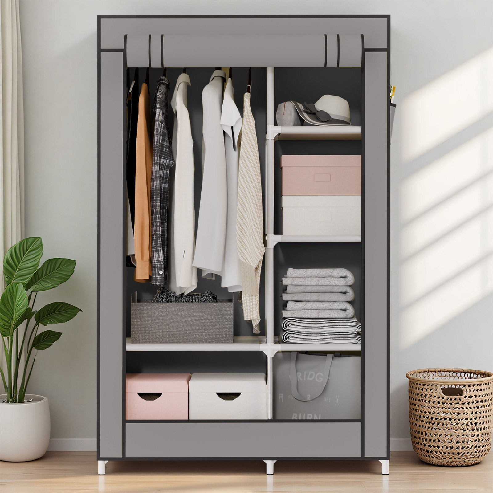 No-assembly Wardrobe Clothes Rack, Medium Size, 16. 7x40. 1x65. 3in 42x101x165cm, Dorm, Bedroom, , Closet Organization, Storage Solution, Portable Closets
