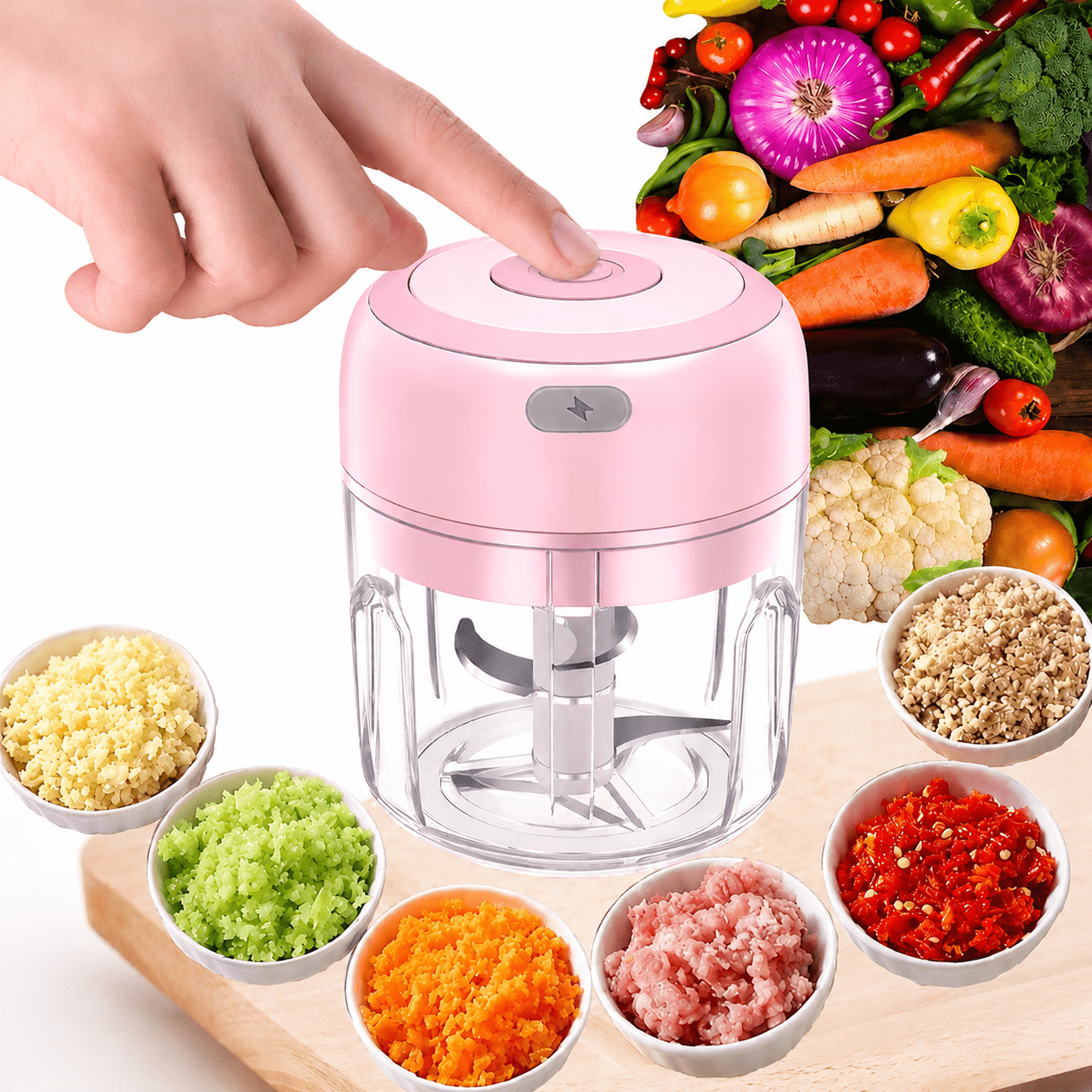 1pc electric mini garlic mincer electric food mincer 250ml usb vegetable onion chopper portable small food processor abs material for ginger chili vegetables