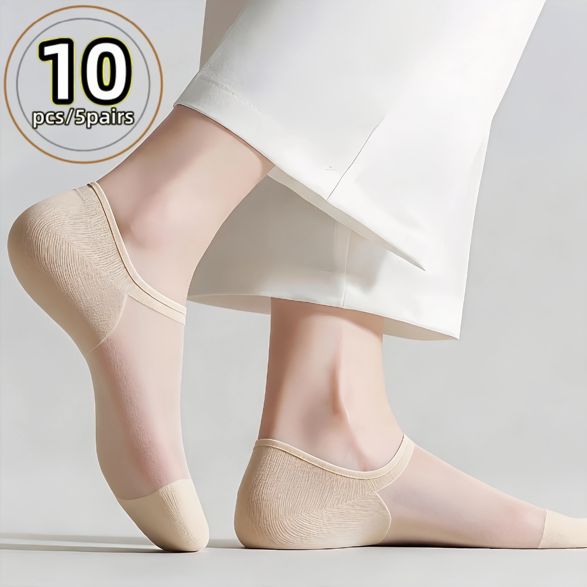 TEMU 10 piezas/5 - Calcetines de barco invisibles , transparentes y cortos, transpirables, cómodos, antideslizantes y ultrafinos de cristal. Súper
