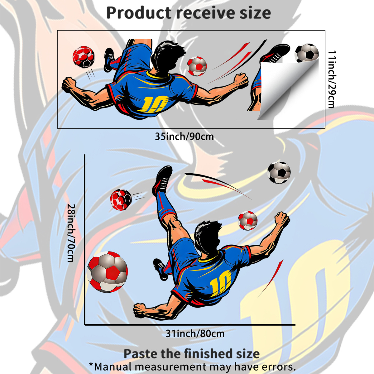 Image of 1pc Soccer Player Bicycle Wall Sticker, Vinyl Self-adhesive Material, Bedroom Study Sports Themed Wall Decal, Bedside Background Wall Sticker, Home Decor
