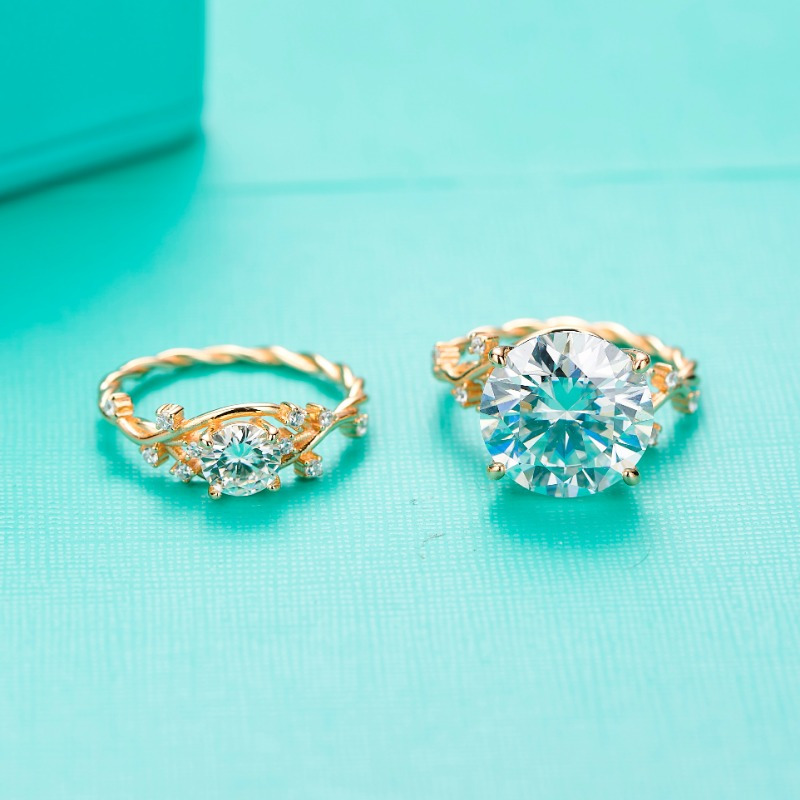 5.0 Carat Moissanite Golden Flowers Bloom Ring