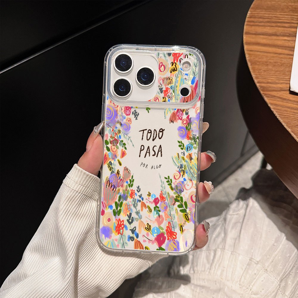 TEMU Transparente para iPhone 17 Pro Max Air 16 15 14 13 12 11 Pro con Estética Floral y en Español, Cubierta de Teléfono Móvil para Mujeres y Niñas