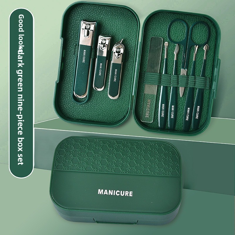Image of Professional Stainless Steel Nail Care Kit - 9-in-1 Portable Nail Care Tool Set With Nail Clippers, Scissors, File, And Manicure Tools, Includes Travel Case