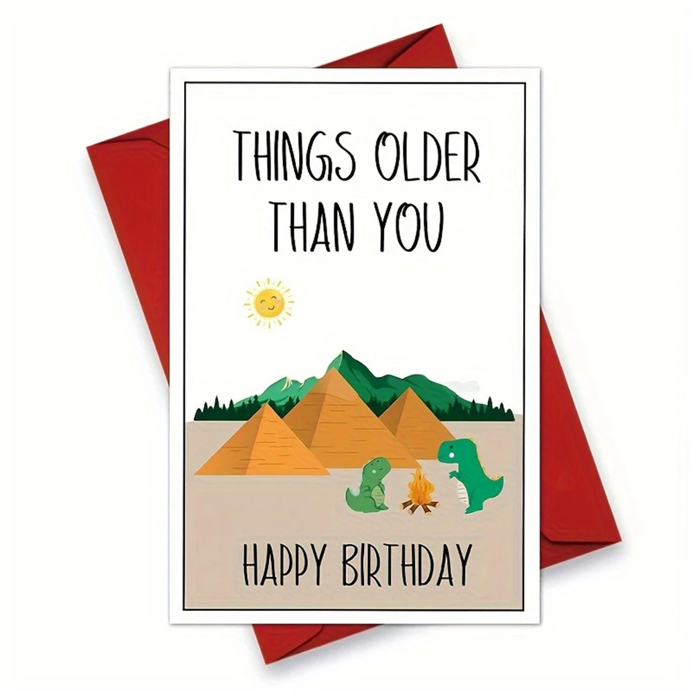 TEMU 1pc, Funny Dinosaur Birthday Card For Men Women, Getting Old Birthday Card For Him Her, 40th 50th 60th 70th 80th Birthday Card, T