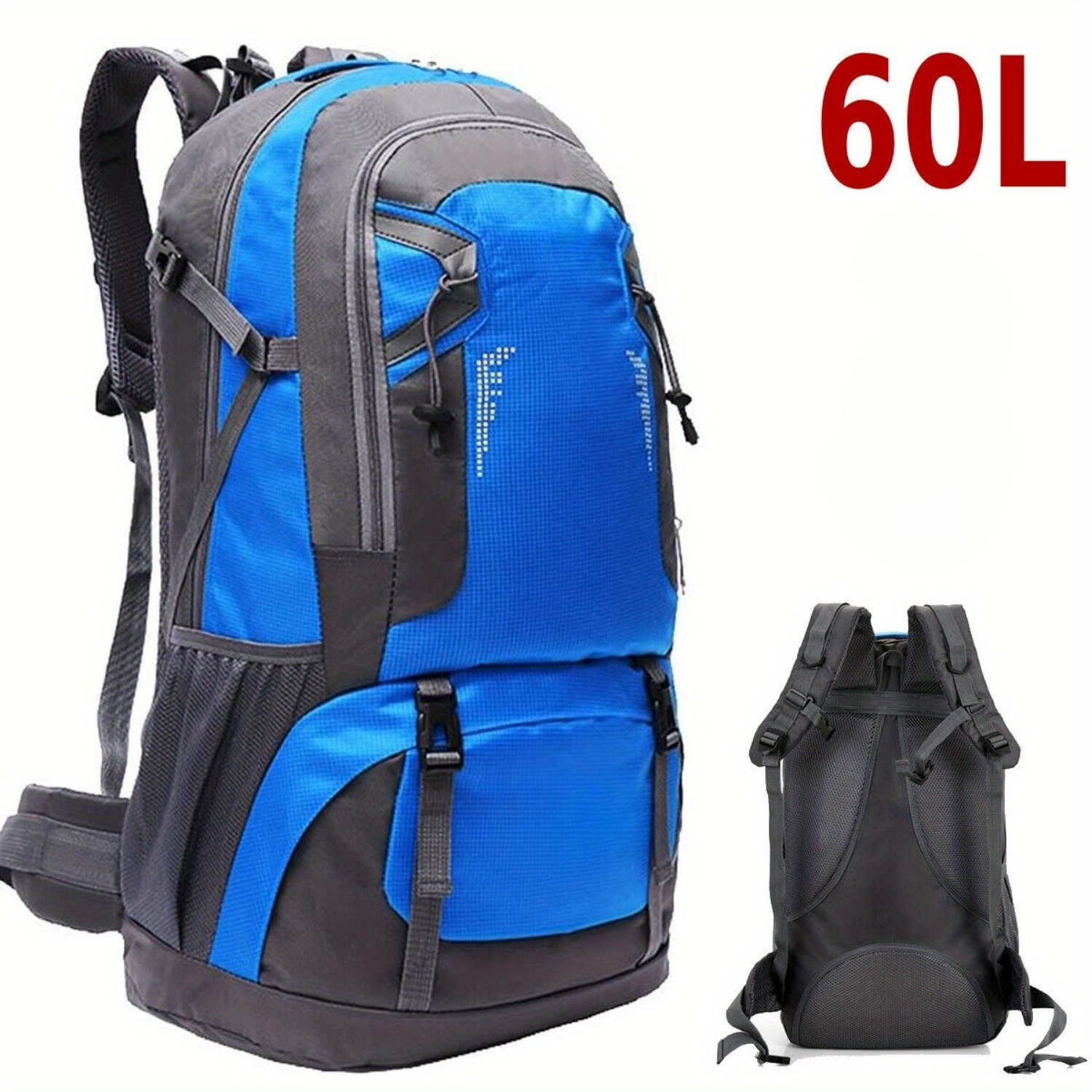 Image of 60l Hiking Backpack, Lightweight Camping Rucksack With Adjustable Shoulder Straps And Waist Belt, Large Capacity Travel Pack For Trekking Climbing Cycling, Outdoor Sports Bag For Men Women