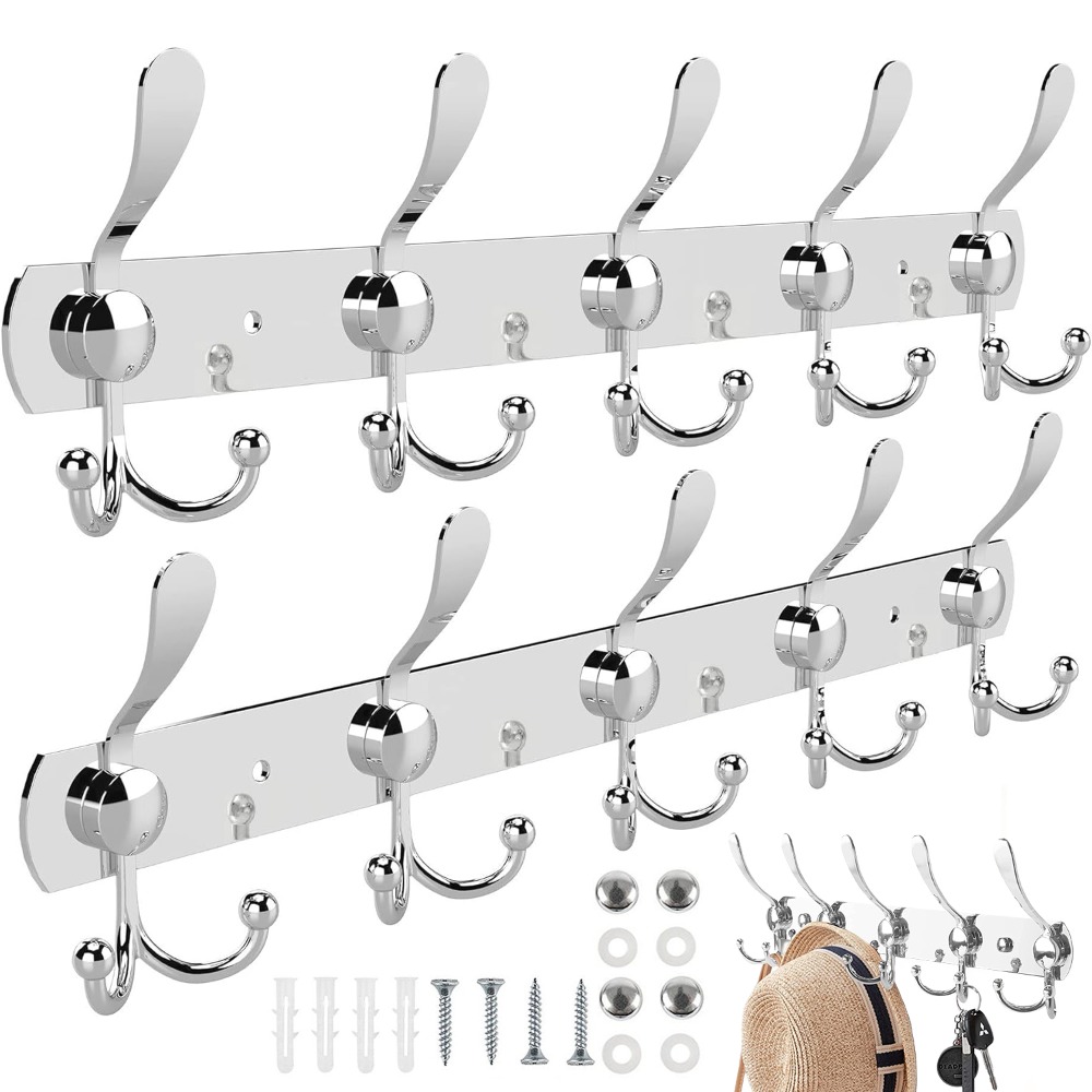 Image of 2pcs Stainless Hook, , Suitable For Installation In Bathroom, Dressing Room, Entrance, Bedroom And Kitchen.