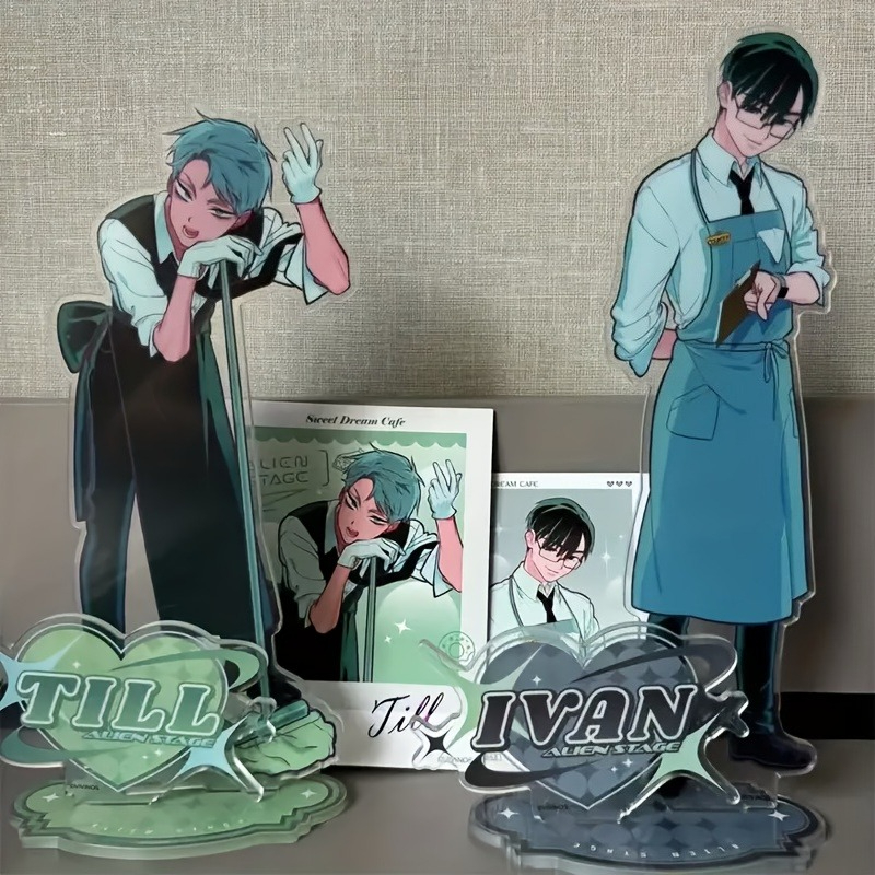TEMU Statuettes de Personnages Plates 2D, 2 Pièces, en Acrylique Durable - Convient pour la Décoration de Bureau et | Accessoires d'Anime, Présentoir