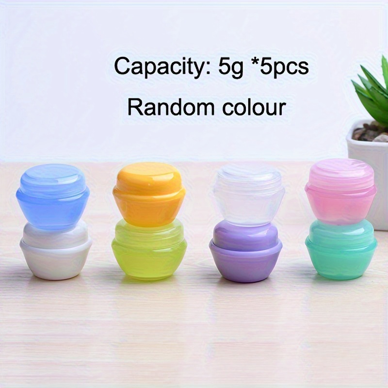 TEMU Set Of 5 Leak-proof Cream Jars, 5g/10g, With Screw Lids - Hypoallergenic Travel-sized Containers Suitable For Facial Creams, Moisturizers, And