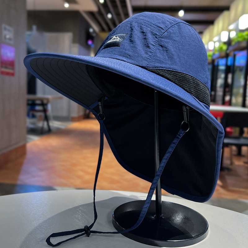 TEMU 1pc Spring/summer Minimalist Workwear Protection Fishing Bucket Hat, Vintage Outdoor Fishing And Mountaineering Drawstring Sun Hat