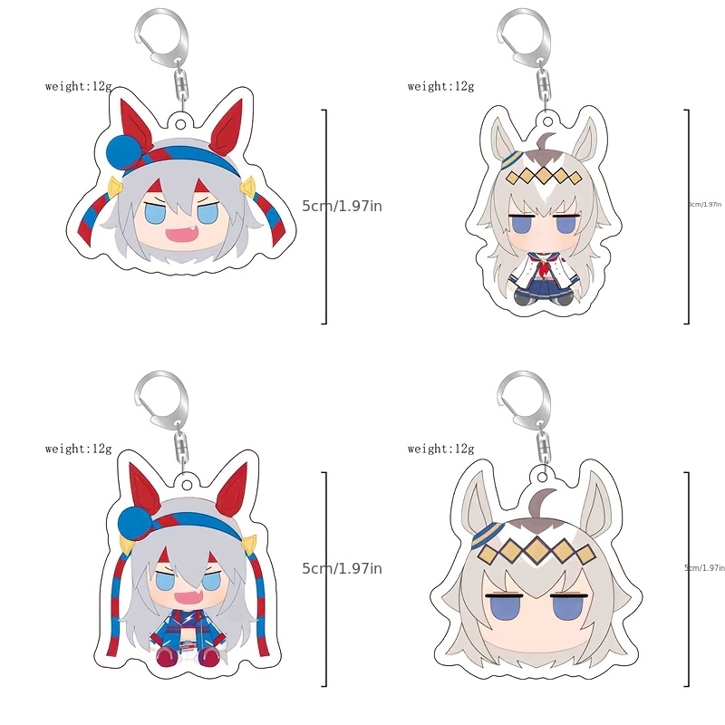 TEMU 2d Flat 4pcs Acrylic Keychains Anime Merchandise New Student Pendant Bag Charm Cute Accessory, Student Gift, Key Chain Accessory, Cute Design,