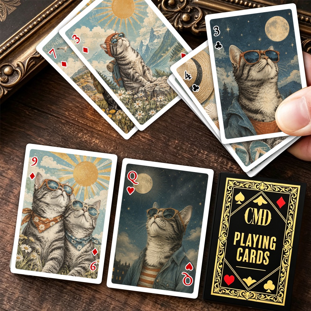 CMD Cat-Themed Poker Deck & Collectible Card Box for Game Nights