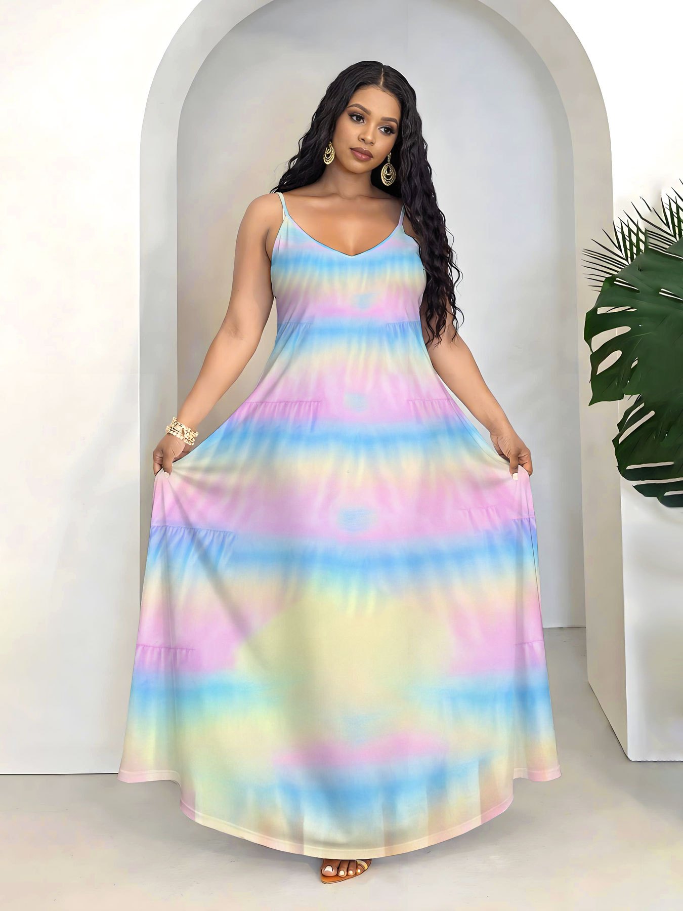 rainbow evening dress Romantic Dip Dye Rainbow Colored Wedding Dress main image 1