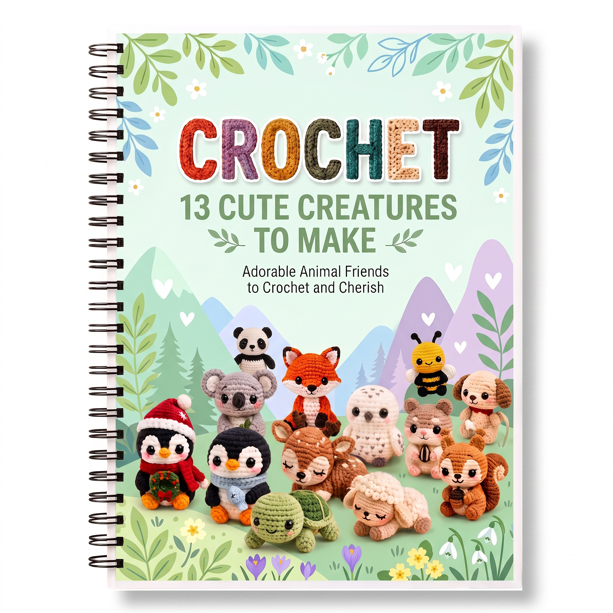 TEMU 1pc Forest Animal Crochet Pattern Guide A5 Size, Christmas Hand Crochet Toy Project, 13pcs Cute Forest Creatures Yarn Doll Tutorials, Woodland