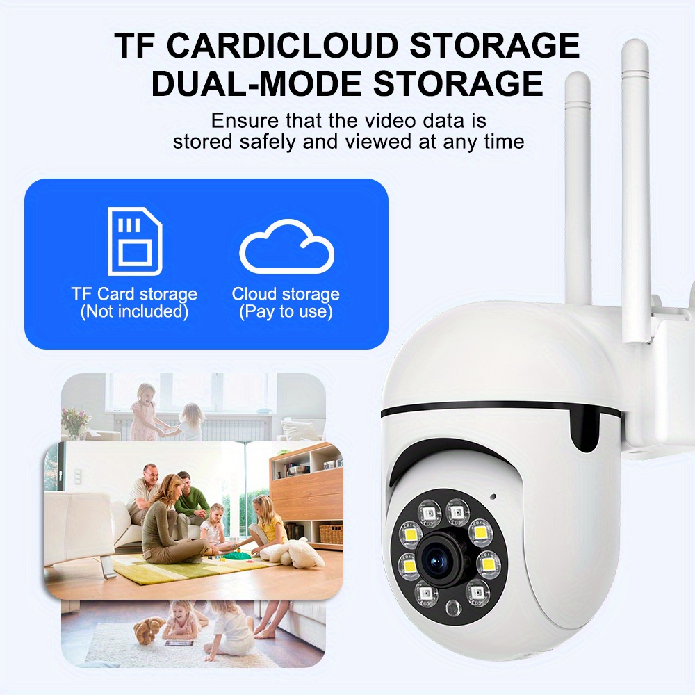 4pcs Wireless Home Security Cameras with Night Vision, Two-Way Audio, Motion Detection, 1080P HD, 355° Rotation, /Pet Monitoring, WiFi, Cloud & SD Card Storage, Alexa Compatible, Communication, Tilt details 10