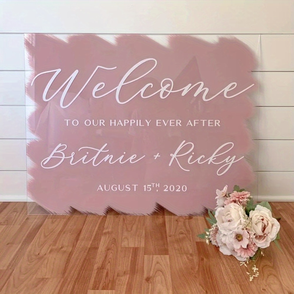 TEMU Custom Acrylic Welcome Sign - Personalized "welcome To & David" With , , Ideal For Weddings, Birthdays, Anniversaries, Graduations - Versatile