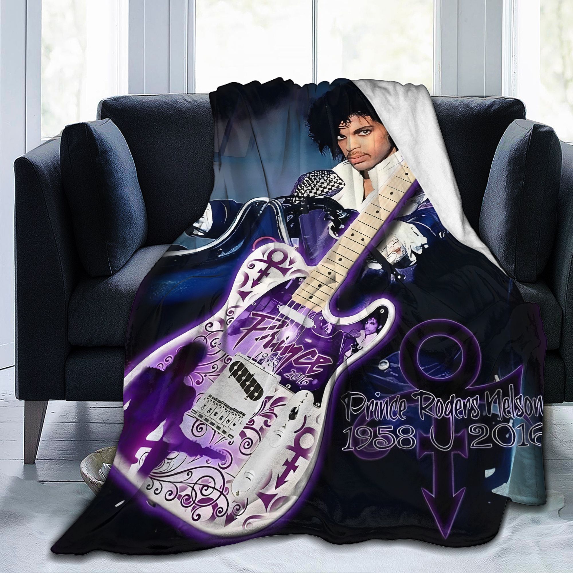 

Soft Flannel Blanket Music, Guitar Themes, And Prince Prints, A Warm And Room, Office, Or As A Decorative Throw For Your Sofa. Ideal For All And As A Gift Blanket - A Decor Accessory.