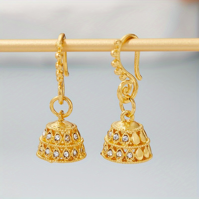 TEMU 1 Paire de Boucles d'Oreilles Élégantes de Cloche avec Synthétique Brillante Incrustée, Bijoux de Mode