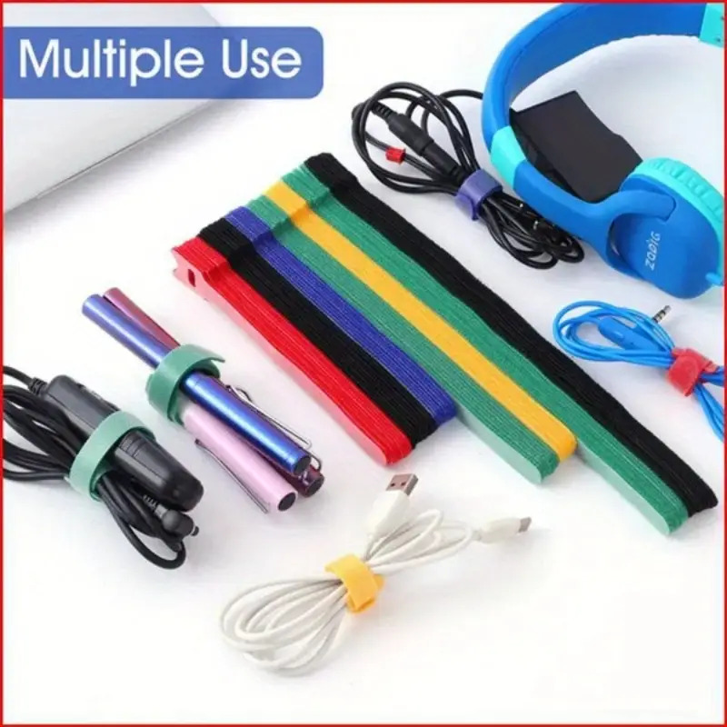 15pcs Multi-Color Nylon Hook & Loop Cable Ties