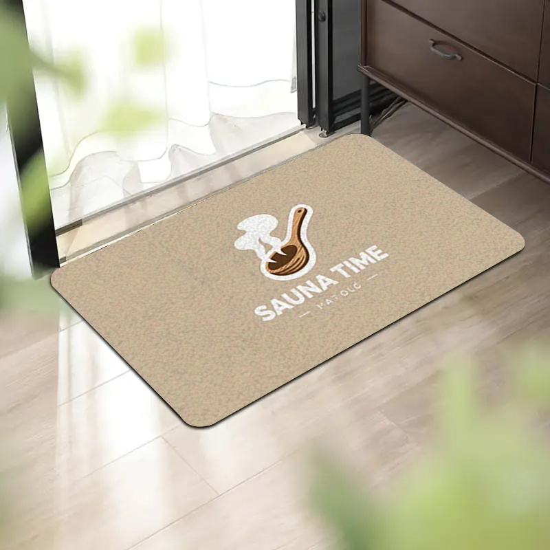 TEMU 1pc Carpet With Sauna Time & Wooden Spoon Design - Plush Adhesive (no ), Machine-washable, Bathroom, - Christmas & New Year Decor Gift, & - Made