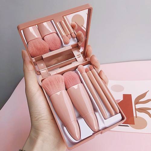 6pcs makeup brushes travel set with box and mini multifunctional powder brush foundation brush eyeshadow brush
