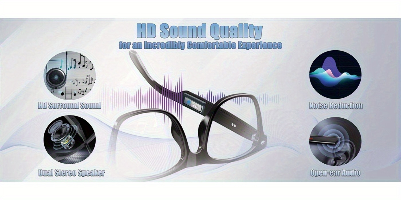 smart glasses with wireless audio for   men and women featuring built in open ear dual stereo microphone and speakers glasses   with blue light filtering and uv protection polarized lenses Product details 2
